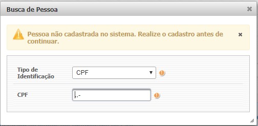 Figura 11: Pessoa não cadastrada no sistema