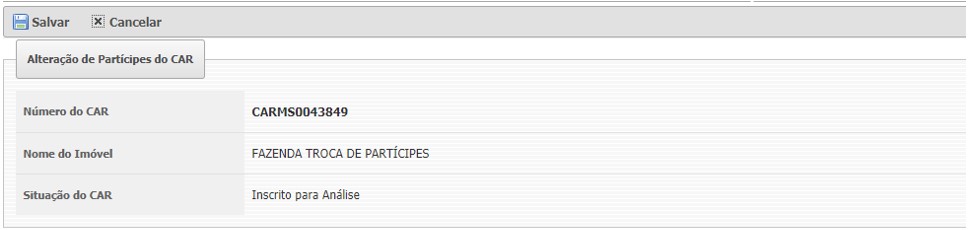 Figura 2: Seção Alteração de Partícipes do CAR
