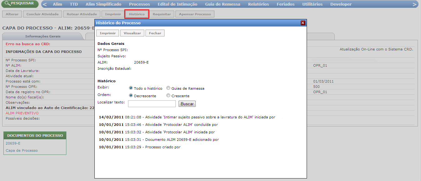 TelaHistorico