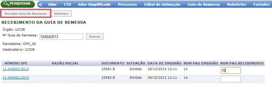 TelaRecebimentoGuiaProcessos