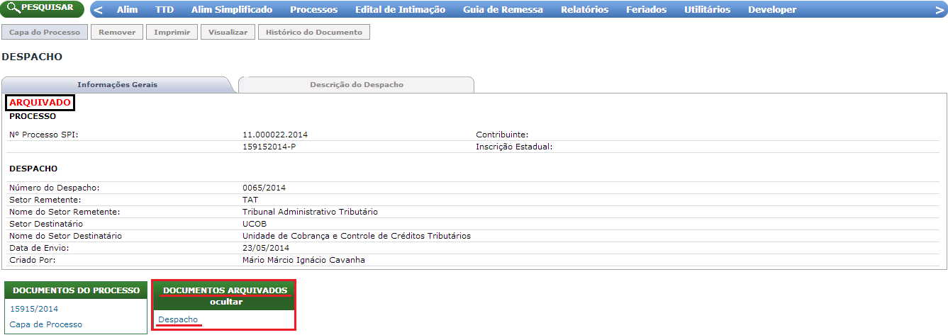 ArquivamentoDocumentoArquivado